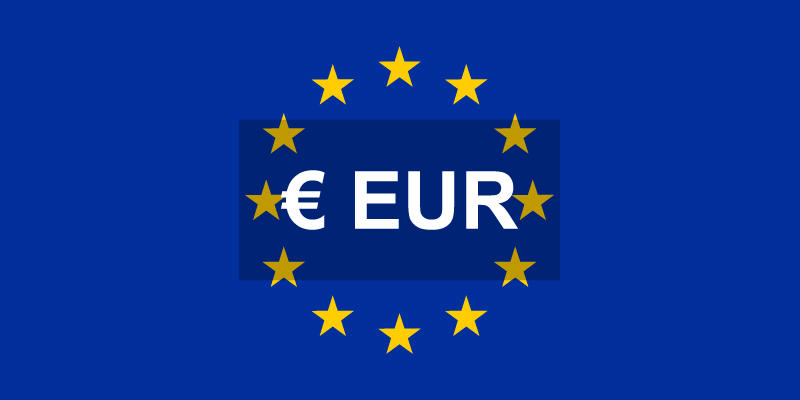 EUR currency, Euro flag